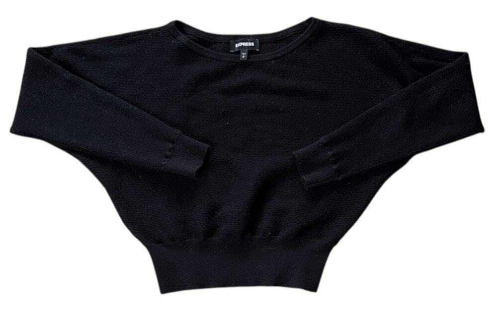 Express Ultra Soft Dolman Sleeve Crew Neck Black Sweater Small